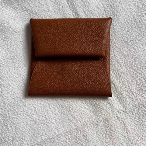 愛馬仕 Hermès Bastia 雙色零錢包｜外棕內灰｜經典小皮件 羊皮