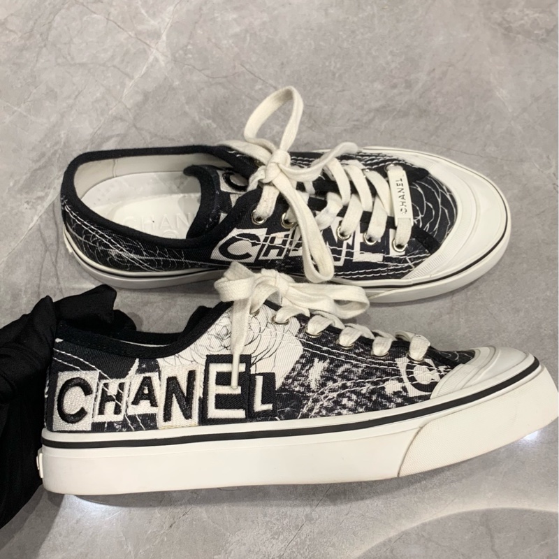 Chanel香奈兒 低幫塗鴉帆布休閒鞋 38碼-3