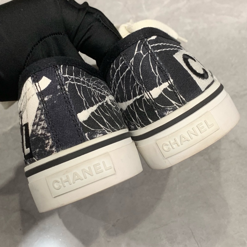 Chanel香奈兒 低幫塗鴉帆布休閒鞋 38碼-4