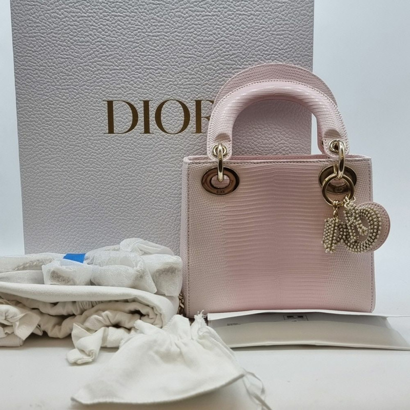 【包稅】DIOR 【迷你】全新未使用異國蜥蜴皮女士手提包 DIB082018-6
