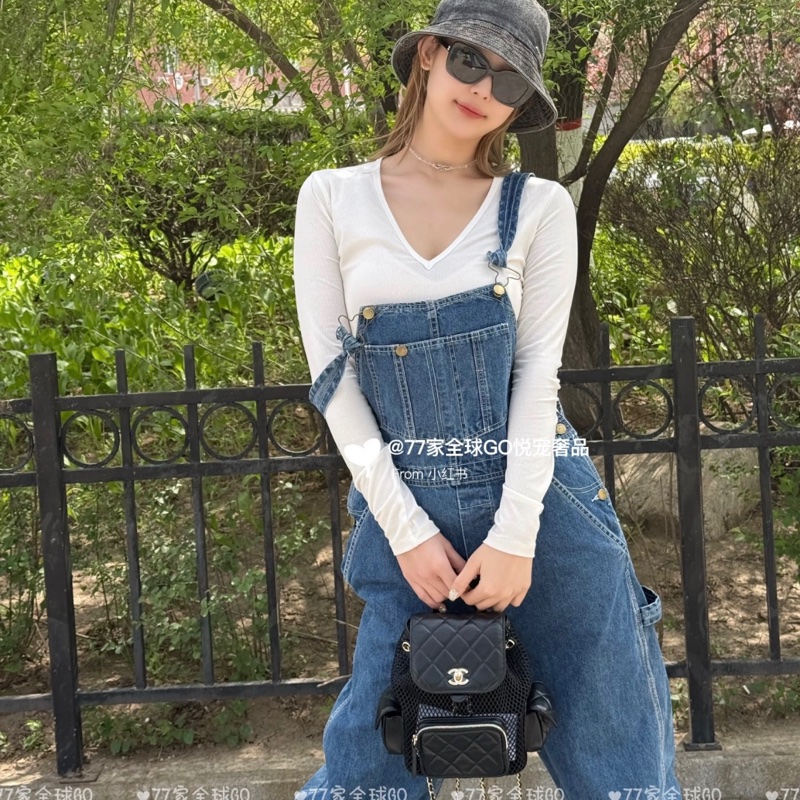 香奈兒 網格後背包 小號-0