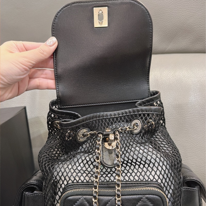 香奈兒 網格後背包 小號-7