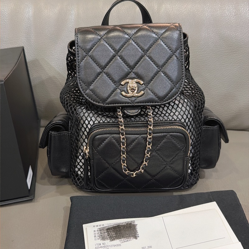 香奈兒 網格後背包 小號-8