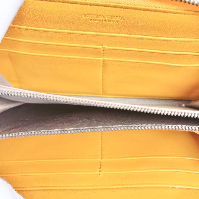 bv 黃色經典款蛇皮編織拉鍊錢包 20×10×2 98新配件塵袋-1