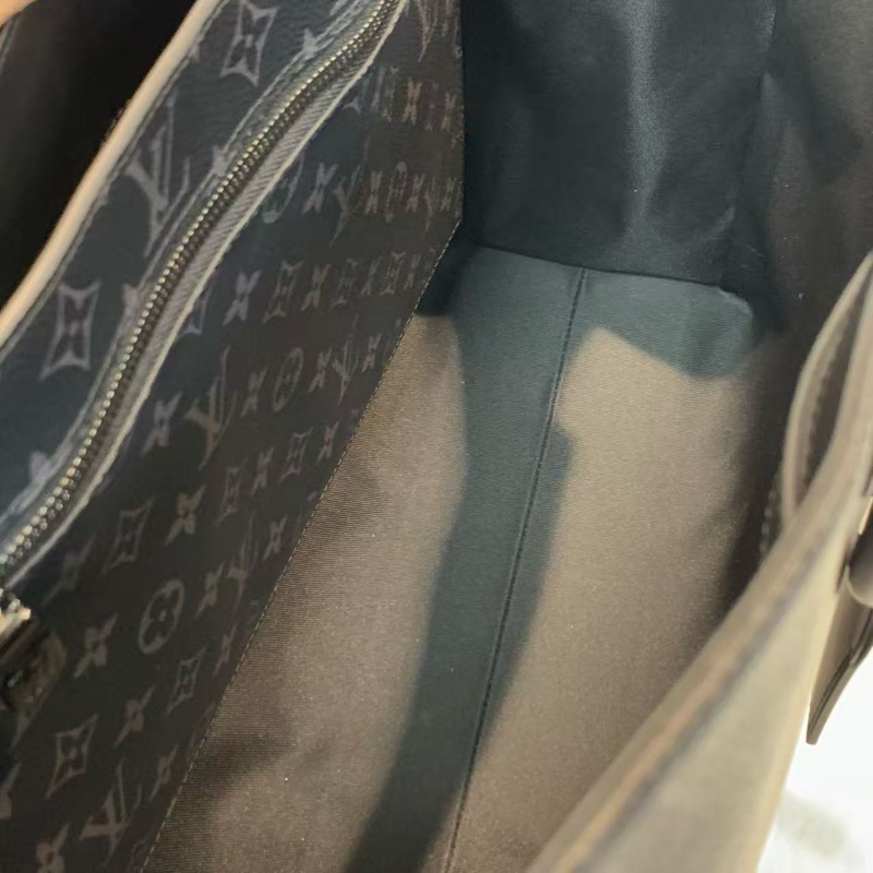 98新LV路易威登 Grand Sac黑武士公文包 黑色經典老花帆布+黑色皮革手柄 大容量托特購物袋 高質-8