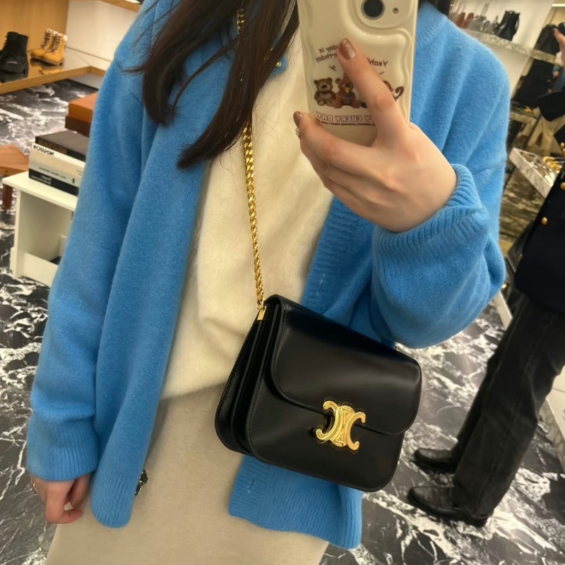 Celine 黑金光面牛皮 20*14cm  99新配件塵袋-0