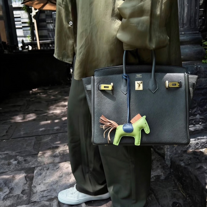 Hermes Birkin25灰綠色金扣 togo 25*19*13 99新配件塵袋鑰匙鎖雨衣購證-0