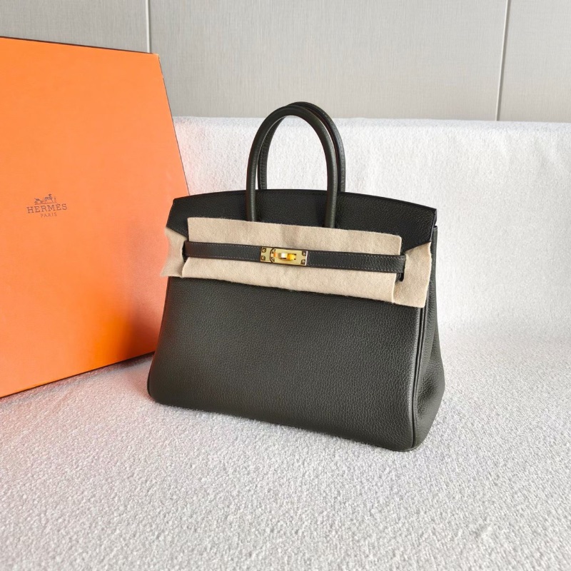 Hermes Birkin25灰綠色金扣 togo 25*19*13 99新配件塵袋鑰匙鎖雨衣購證-3