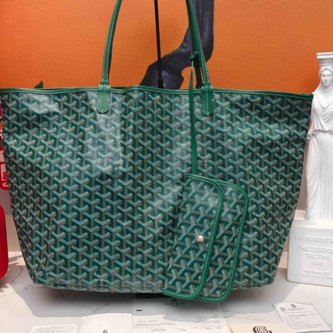 99新Goyard戈雅 滿印購物袋托特包 綠色大號編碼19 底長40
