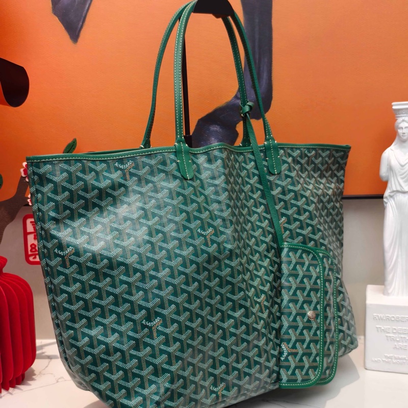 99新Goyard戈雅 滿印購物袋托特包 綠色大號編碼19 底長40-1