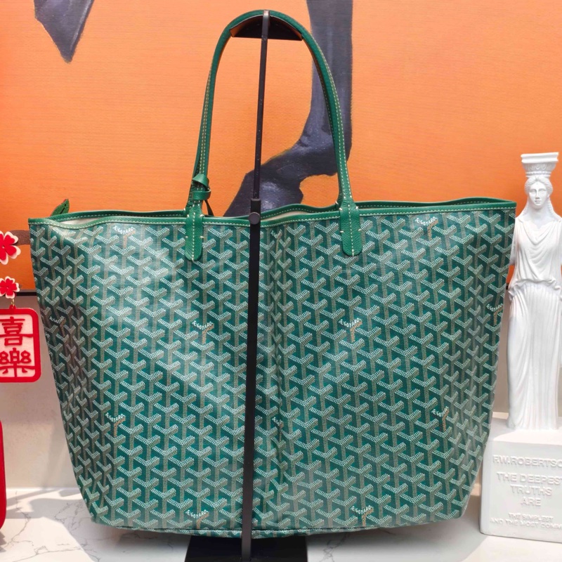 99新Goyard戈雅 滿印購物袋托特包 綠色大號編碼19 底長40-3