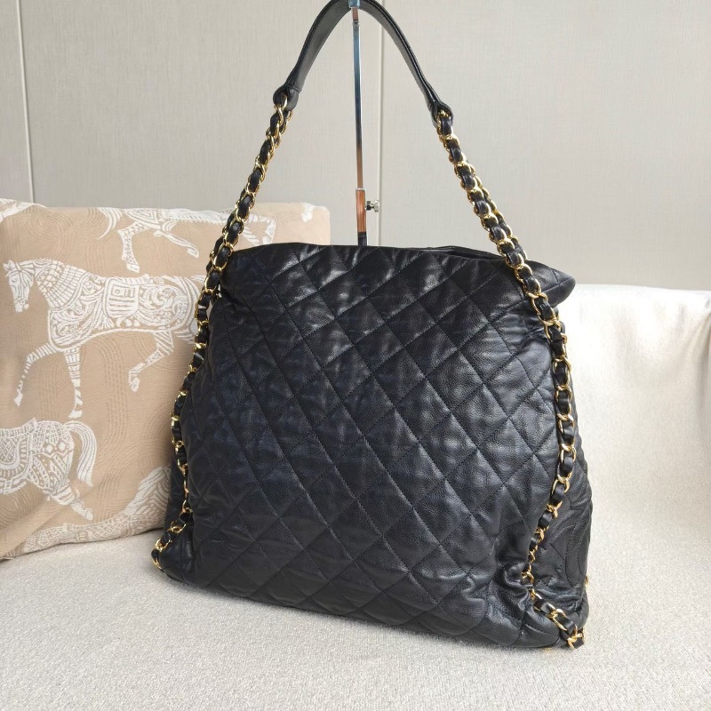 Chanel 黑金滾邊鏈條機場包36*30*12 98新配件塵袋保卡-3