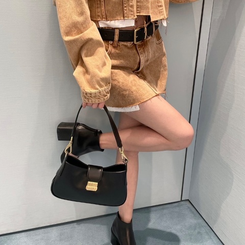 Miumiu City Calf 黑金肩背包99新配件塵袋