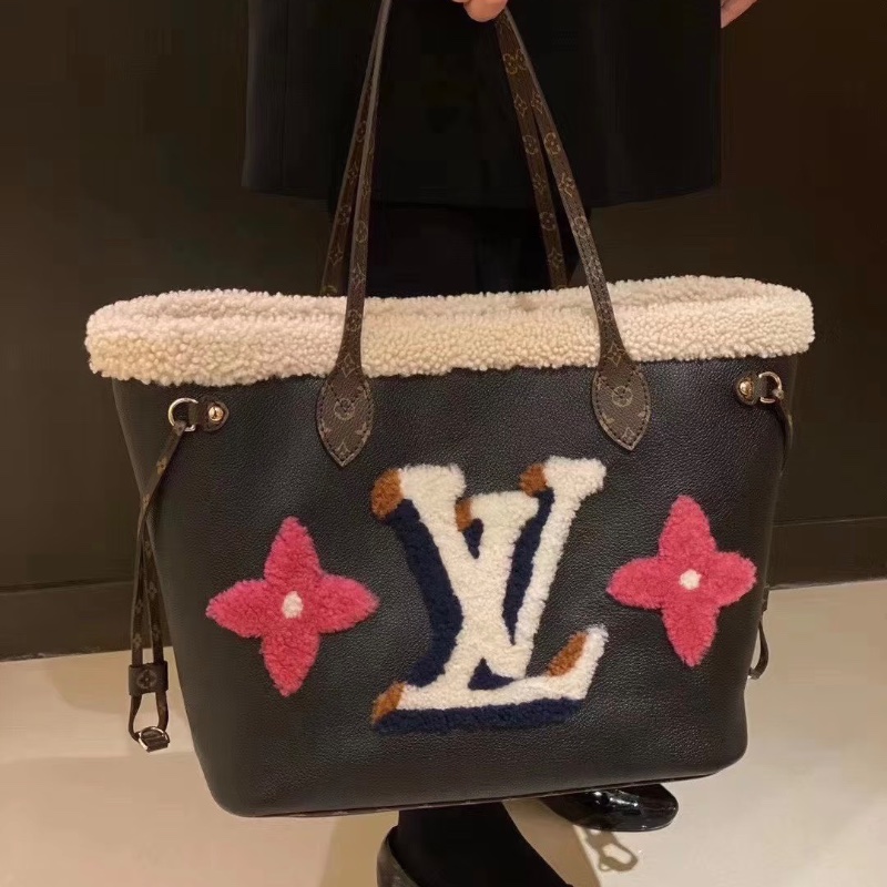 LV Neverfull中號 限量泰迪羊毛羔 32*29 99新配件塵袋-0