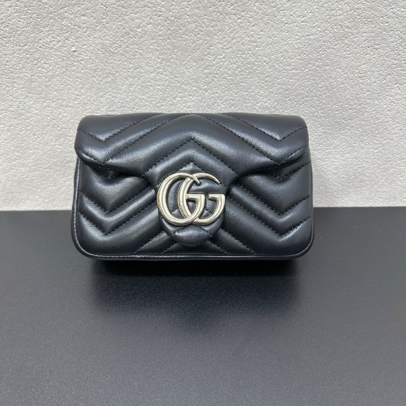 Gucci 新款馬蒙mini淡金扣斜背包17*11cm  99新配件盒子塵袋-1
