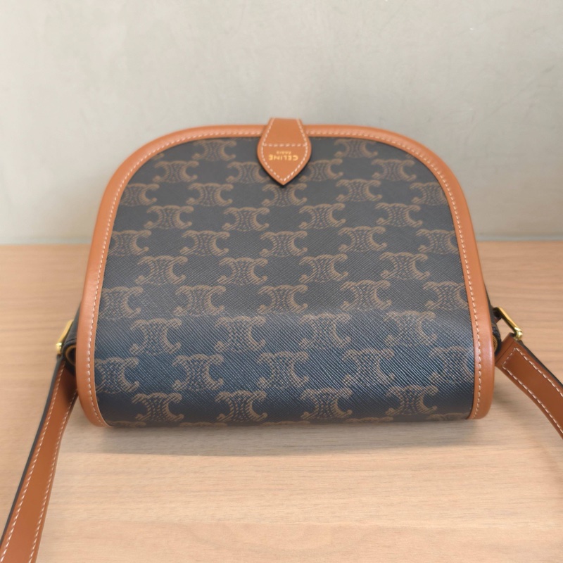 99新Celine賽琳 老花凱旋門馬鞍包 編碼22 底長18 無附件-4