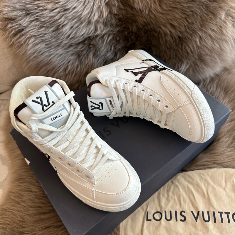 LV路易威登 Charlie圓頭系帶高幫板鞋 白色 35碼 99 新閒置未使用-2