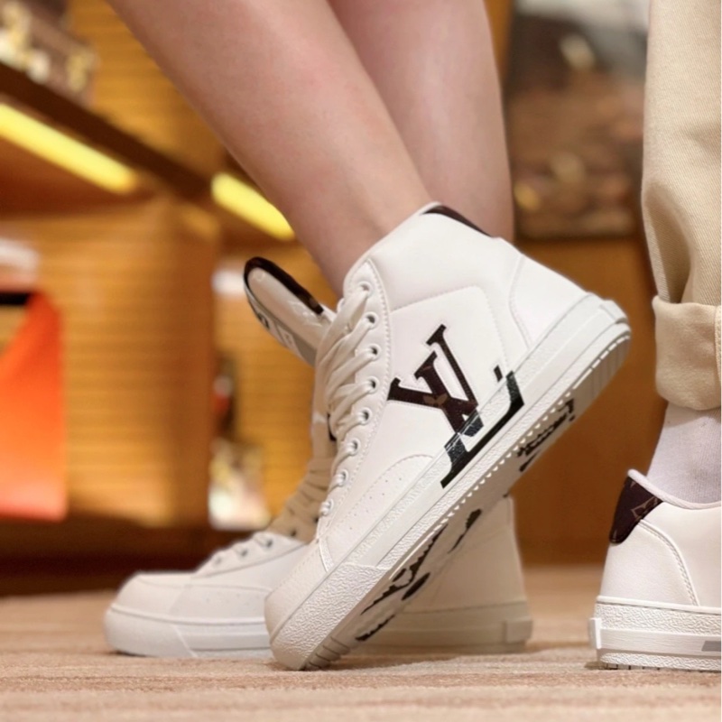 LV路易威登 Charlie圓頭系帶高幫板鞋 白色 35碼 99 新閒置未使用-5