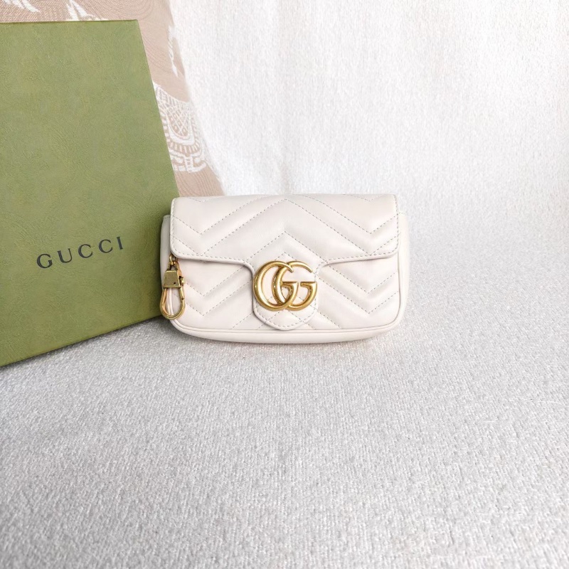 Gucci marmont mini 鏈條包 白色金扣 17*10*4.5  99新配件塵袋盒子購證-1