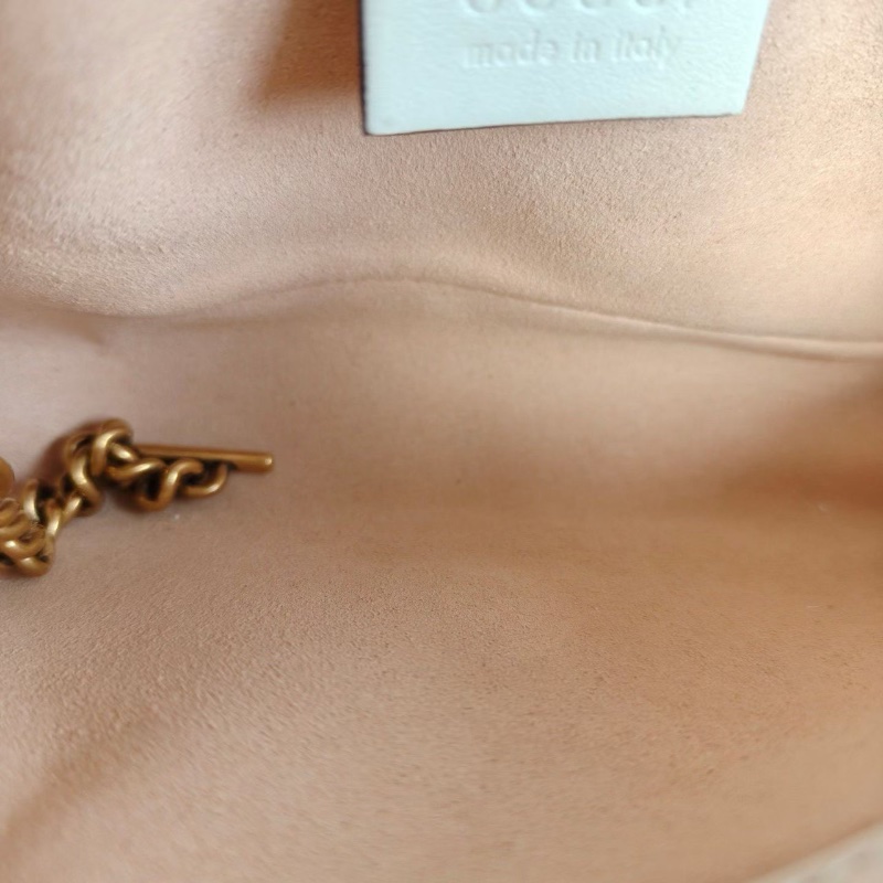 Gucci marmont mini 鏈條包 白色金扣 17*10*4.5  99新配件塵袋盒子購證-2