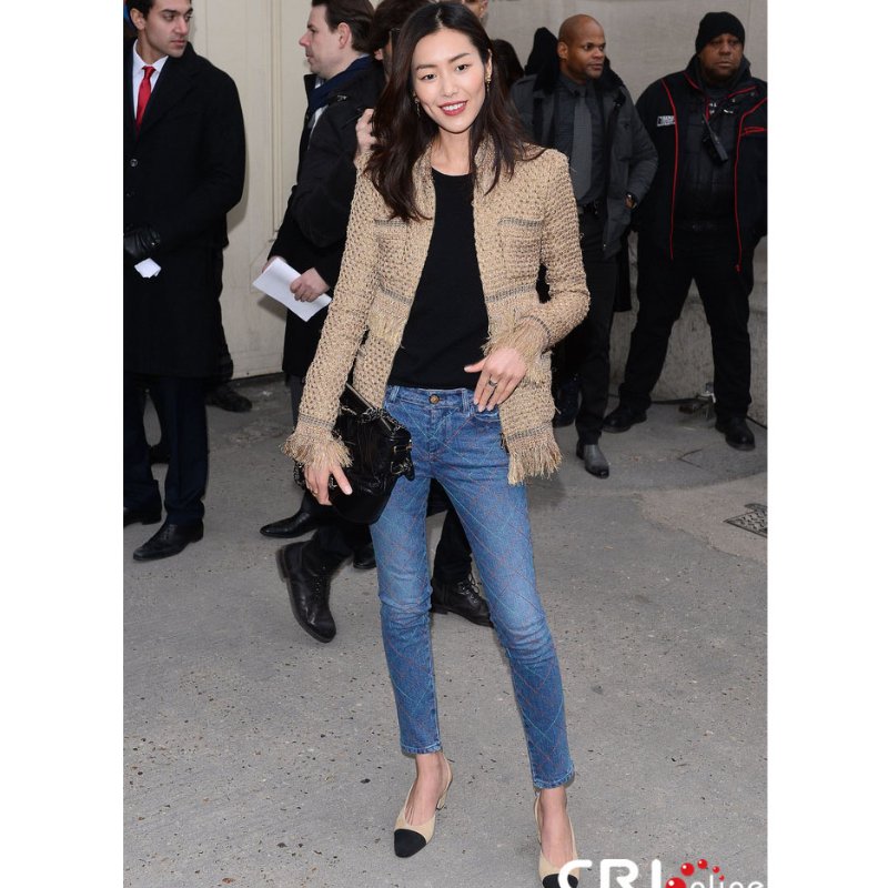 CHANEL 復古藍菱格紋窄管牛仔褲 34/XS/S-0