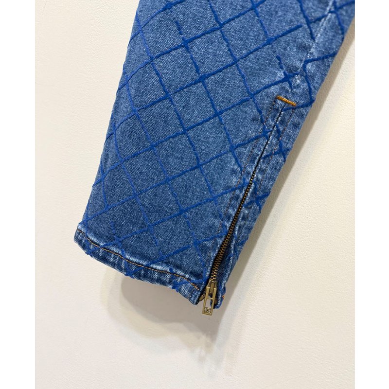 CHANEL 復古藍菱格紋窄管牛仔褲 34/XS/S-5
