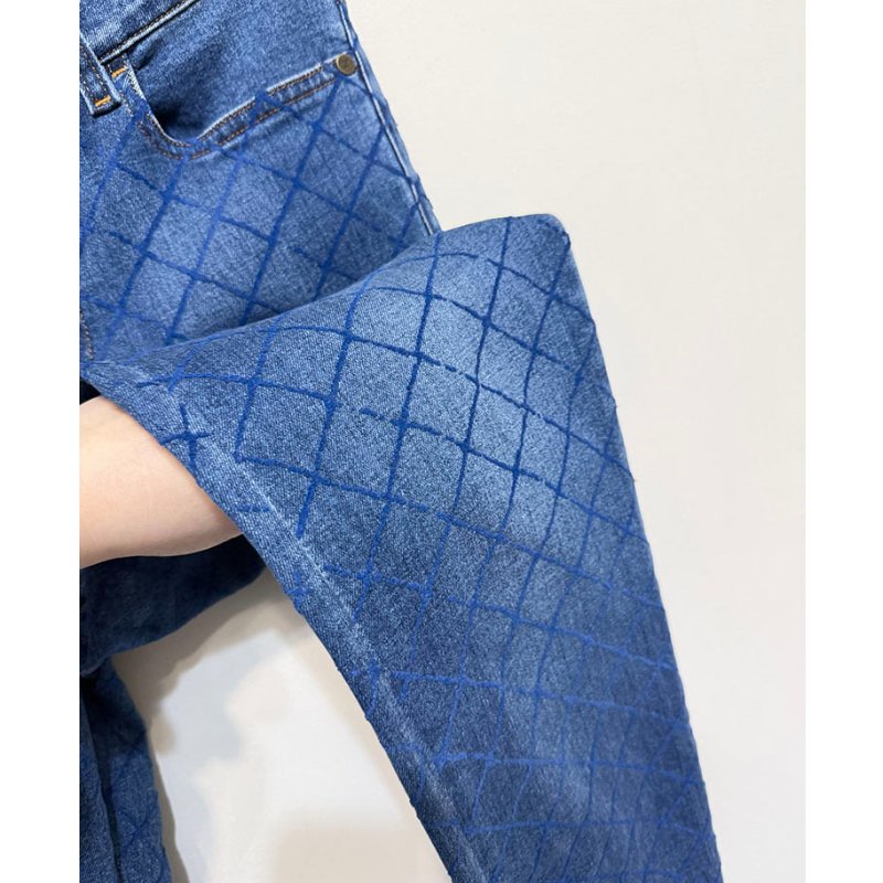 CHANEL 復古藍菱格紋窄管牛仔褲 34/XS/S-8