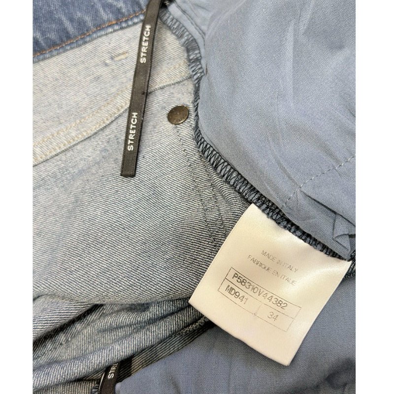 CHANEL 復古藍菱格紋窄管牛仔褲 34/XS/S-13