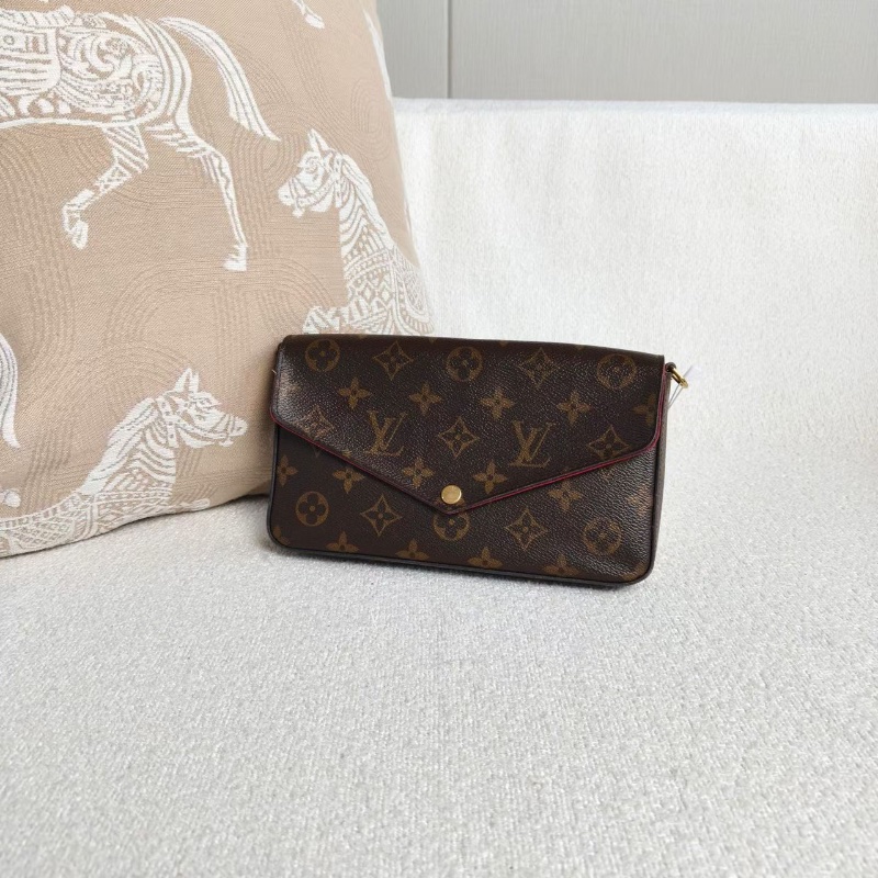 LV老花三合一信封包 21*12*3  98新配件鏈條雙子包塵袋-2