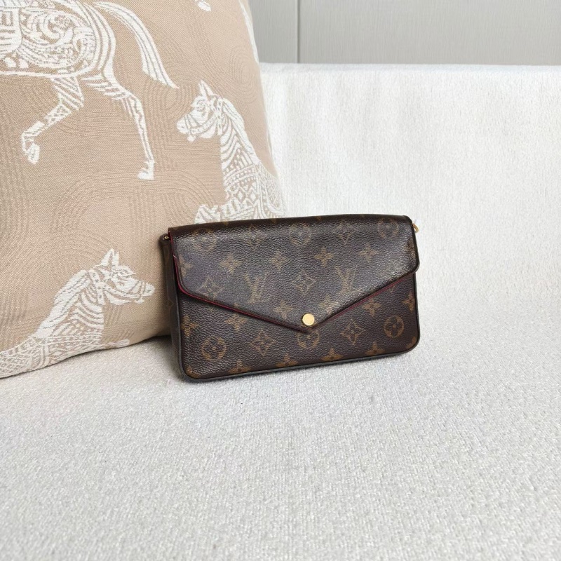 LV老花三合一信封包 21*12*3  98新配件鏈條雙子包塵袋-4