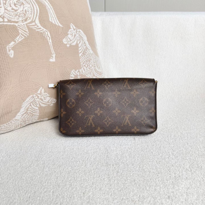 LV老花三合一信封包 21*12*3  98新配件鏈條雙子包塵袋-5