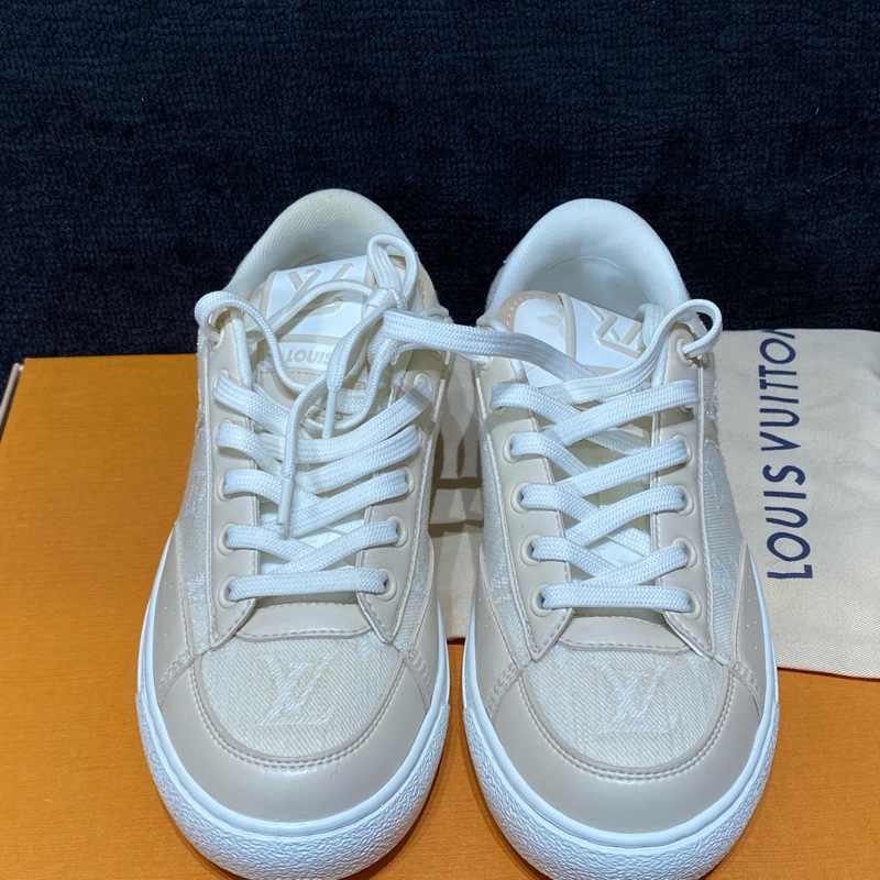 LV路易威登 米色牛仔拼皮 Charlie運動鞋 36碼 99 新閒置未使用-3