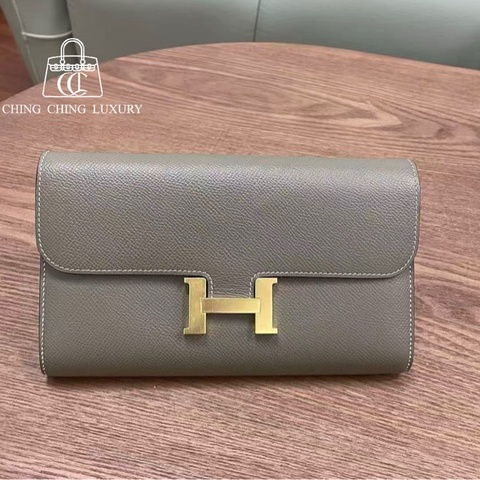🌈Hermes🧡Constance Wallet🧡大象灰金扣🌟97.5新🌟Epsom皮🌟長銀包🌟愛馬仕🌟