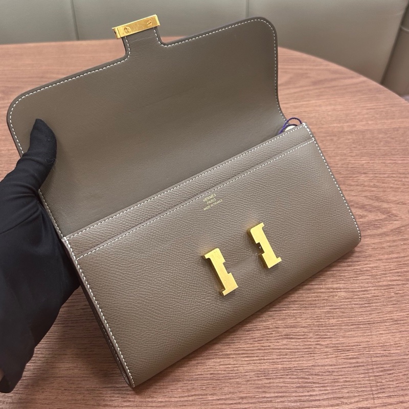 🌈Hermes🧡Constance Wallet🧡大象灰金扣🌟97.5新🌟Epsom皮🌟長銀包🌟愛馬仕🌟-3