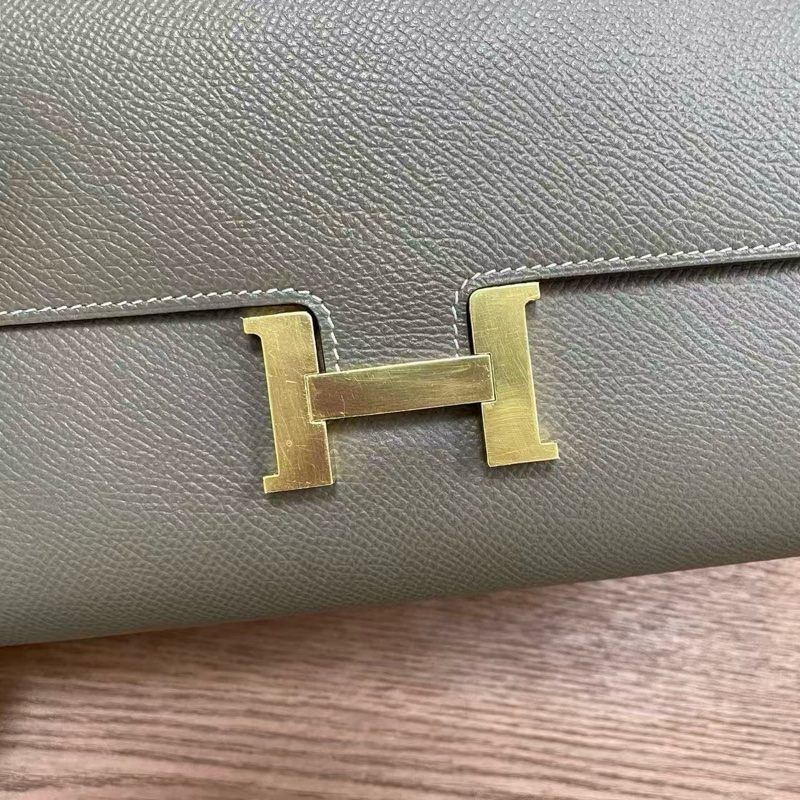 🌈Hermes🧡Constance Wallet🧡大象灰金扣🌟97.5新🌟Epsom皮🌟長銀包🌟愛馬仕🌟-4