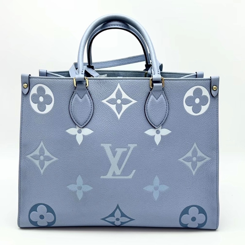 LV 夏日限定onthego中號夏日藍色金扣手提肩背包35*26*15 98新配件塵袋-5