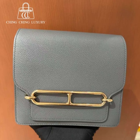 🌈Hermes🧡Mini Roulis🧡63杏仁綠淡金扣🌟全套有單🧡99新🌈evercolor皮🌟豬鼻子🌟愛馬仕🌟