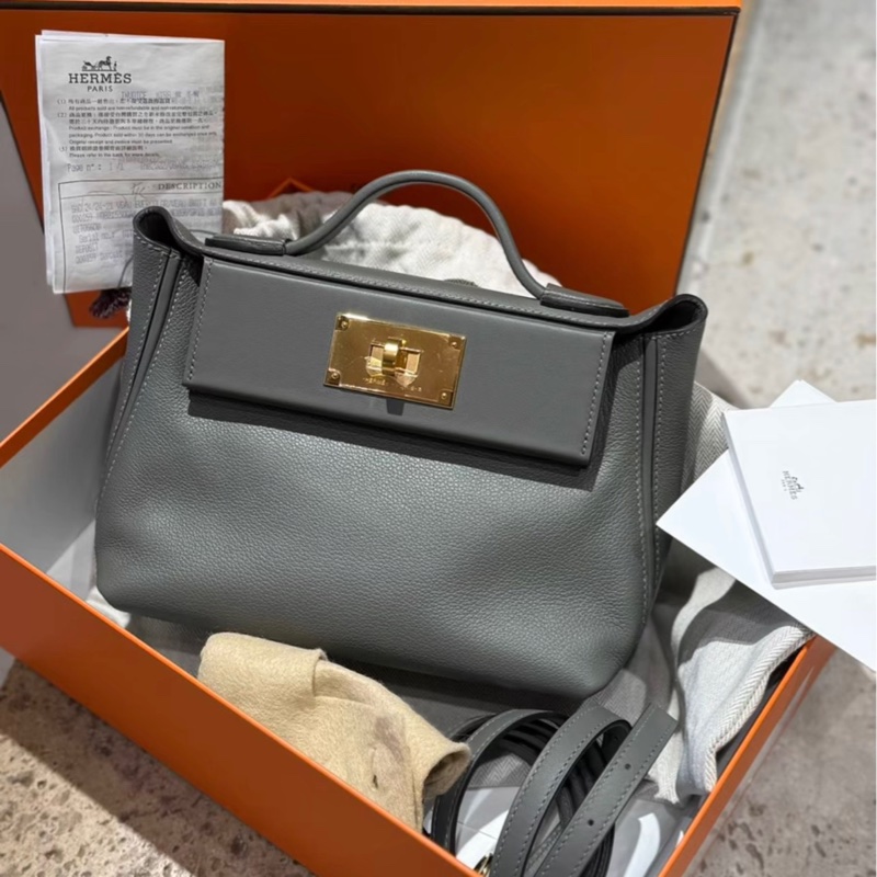 有購證✨✨ Hermes愛馬仕 mini 2424  0L積雨雲灰 金扣 evercolor皮 內拼swift皮 U刻 -0