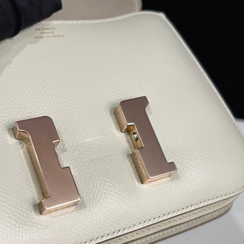 HERMES Mini Constance 19 奶昔白 玫瑰金扣 Y刻 98新-12