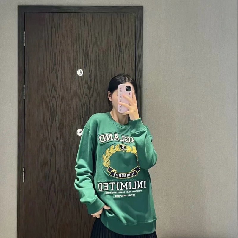 🎊新年特賣🧧Burberry 80650471 女款 Harper 學院風衛衣上衣 綠色 L/XL-1