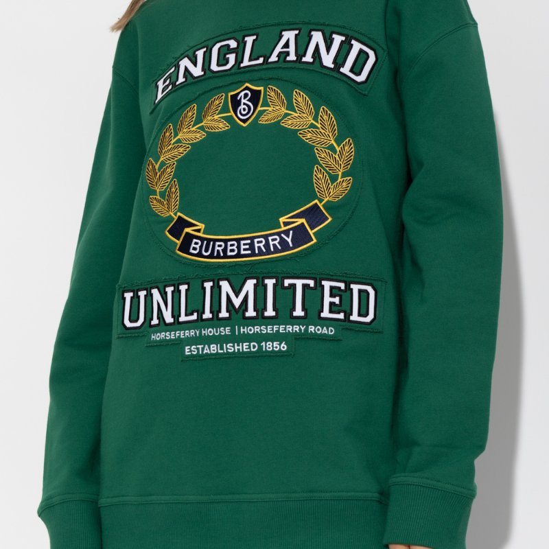 🎊新年特賣🧧Burberry 80650471 女款 Harper 學院風衛衣上衣 綠色 L/XL-4