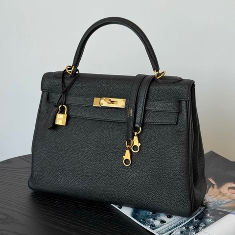 98新🩷 hermes kelly32黑金togo皮 框R 2014
