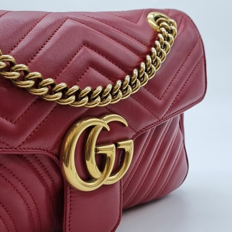 【包稅】GUCCI 【小號】GG Marmont 馬特拉塞凸紋鏈單肩包 GUB091607-5