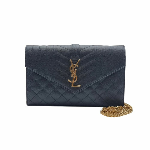 SAINT LAURENT 信封馬特拉塞凸紋花押字鏈單肩包 SAB091619