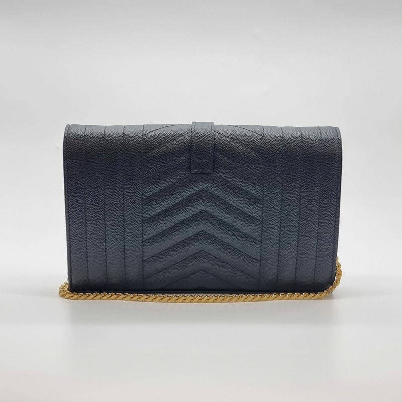 【包稅】SAINT LAURENT 信封馬特拉塞凸紋花押字鏈單肩包 SAB091619-3