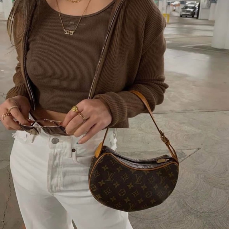 LV Croissant small 中古可頌包小號🥐漂亮好包況🧡豌豆包/月亮包/月牙包/LV老花肩背包/LV腋下包-13