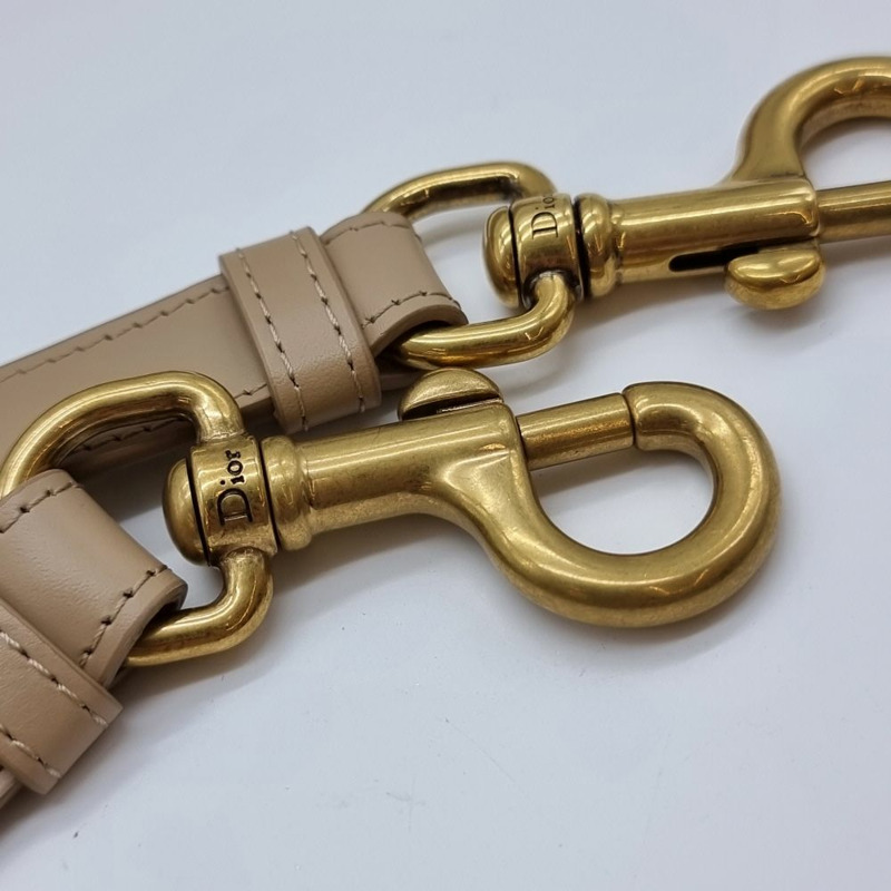 【包稅】DIOR 全新未使用馬鞍斜紋提花皮革肩背包 米色 DIB101312-5