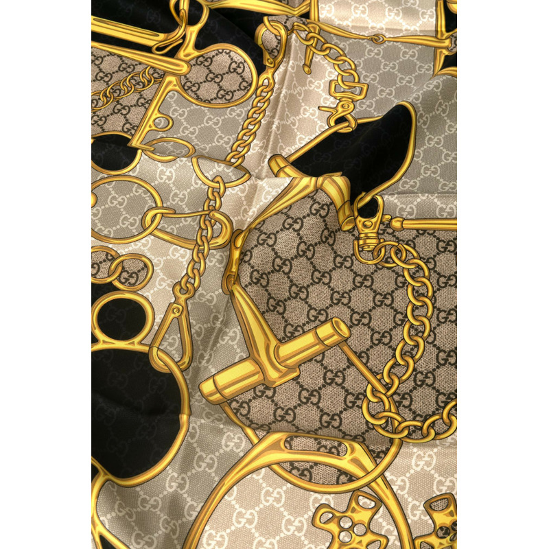 Gg Horsebit Silk 圍巾-2