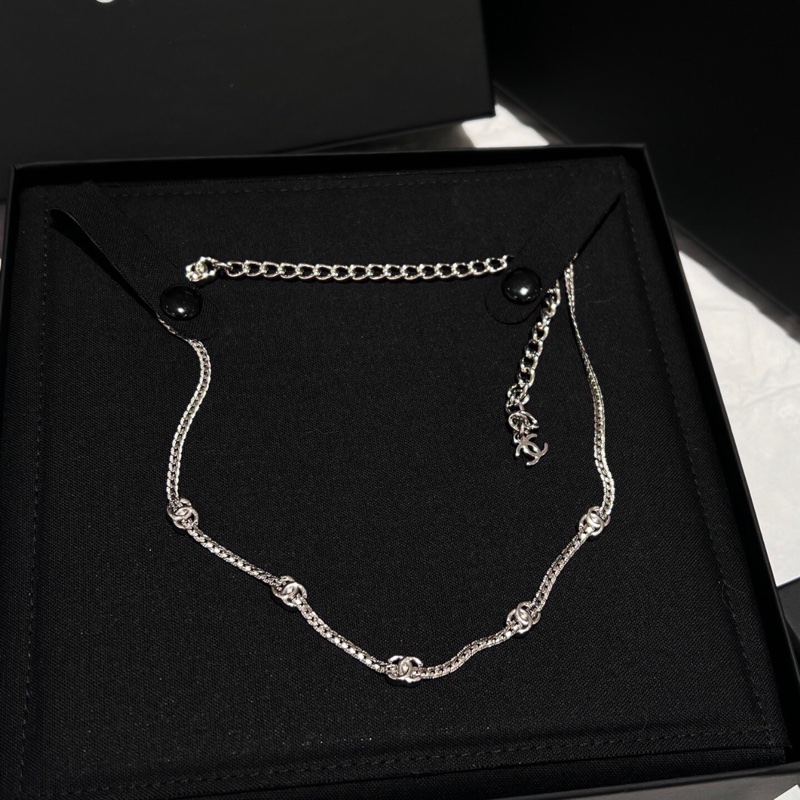 【全新有盒✨全網最低價】Chanel 25 銀色五花雙C蛇骨鏈條choker項鍊-0