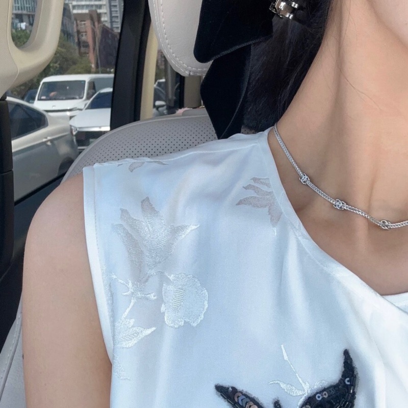 【全新有盒✨全網最低價】Chanel 25 銀色五花雙C蛇骨鏈條choker項鍊-5